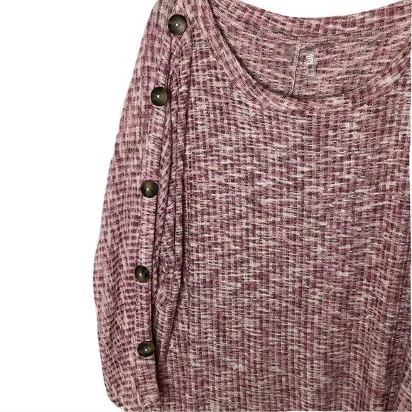 NWT Silverwear 3X Sweater Top Tunic Purple Textured Knit Stretch Stripe Buttons - Picture 6 of 10
